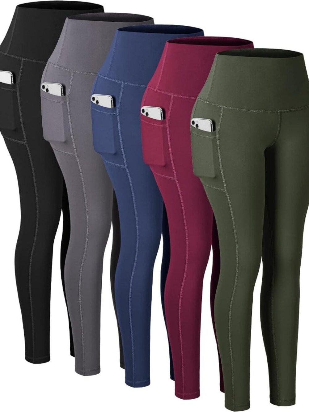 High Waisted Tummy Control Leggings with Pockets for Women - Yoga & Workout